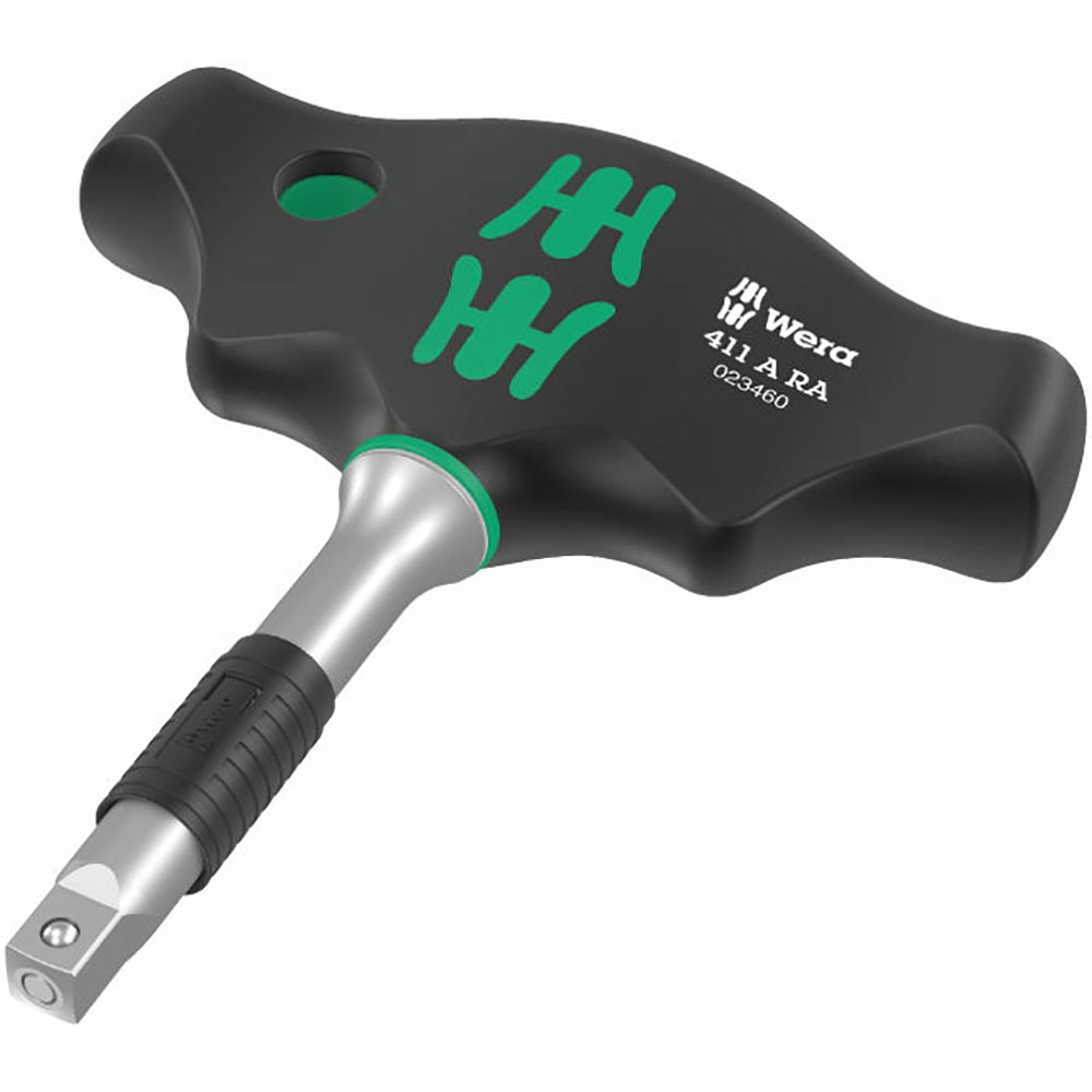 Wera Tools 411 T-Handle Adapter Screwdriver 1/4 with Ratchet