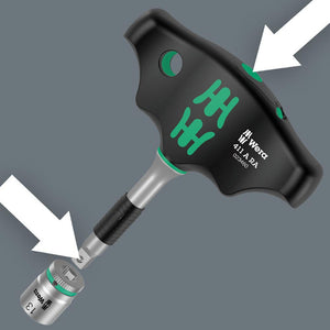 Wera Tools 411 T-Handle Adapter Screwdriver 1/4 with Ratchet