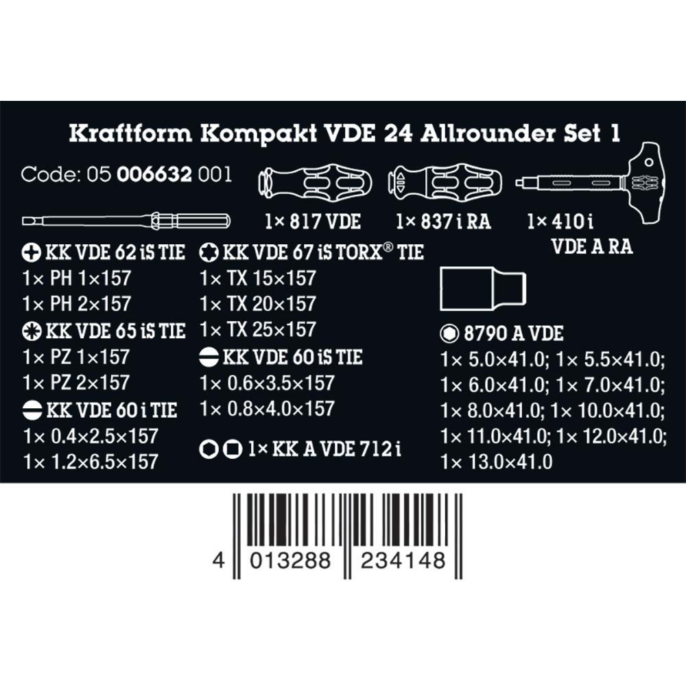 Wera Tools Kraftform Kompakt VDE Allrounder Set 1, 25 pieces