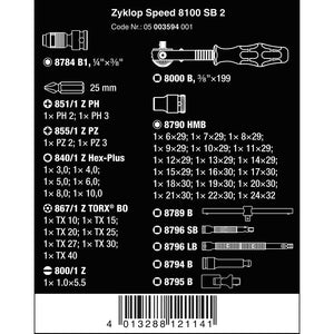 Wera Tools 8100 SB 2 Zyklop Speed Ratchet Set 3/8 Drive Metric