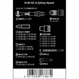 Wera Tools 8100 Zyklop Speed Ratchet Set Square 1/2" Drive 28pcs