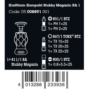 Wera Tools Kraftform Kompakt Stubby Magazine Screwdriver 1