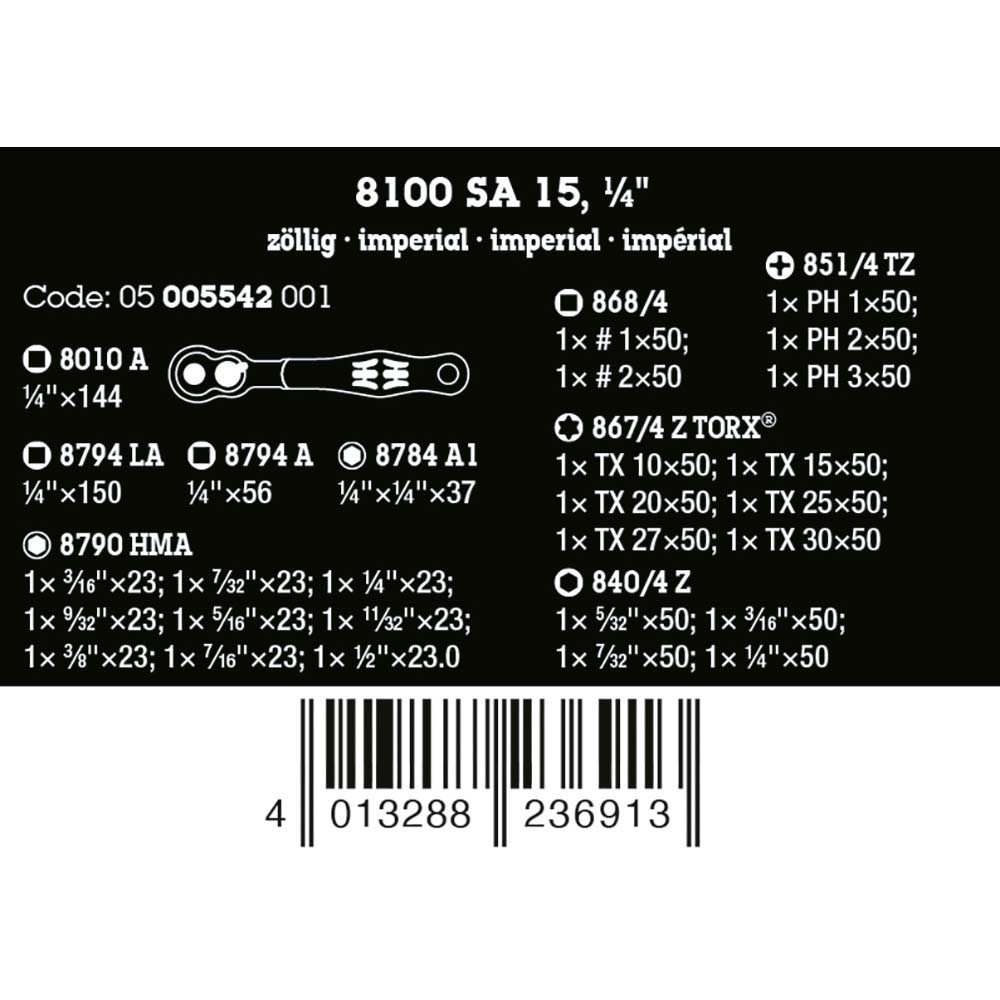 Wera Tools 8100 Zyklop Ratchet Set, 28 pcs