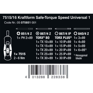 Wera Tools 7515/16 Kraftform Safe Torque Universal Set